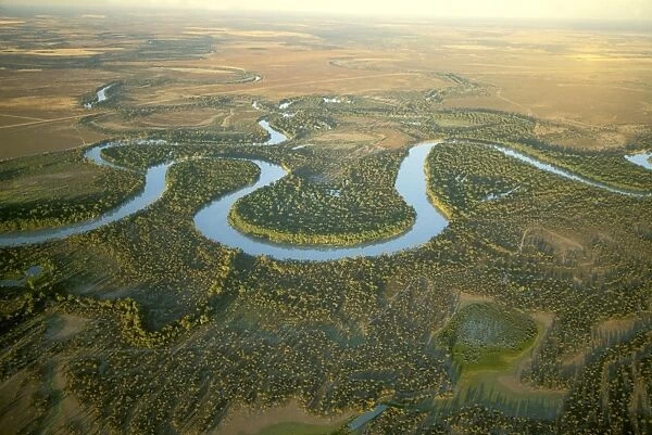 Aerial - Murray River and its meanders between Wentworth, New South Wales and Renmark, South Australia JLR06671