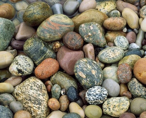 Beach Pebbles - tumbled by the sea. Gros Morne National Park, Newfoundland, Canada