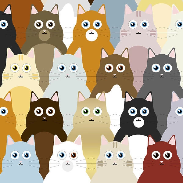 Cat illustration, repeating pattern
