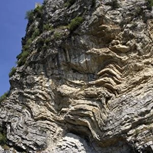 Geology - Rock formations, showing rock layers/ folds. Remuzat - Drome - France