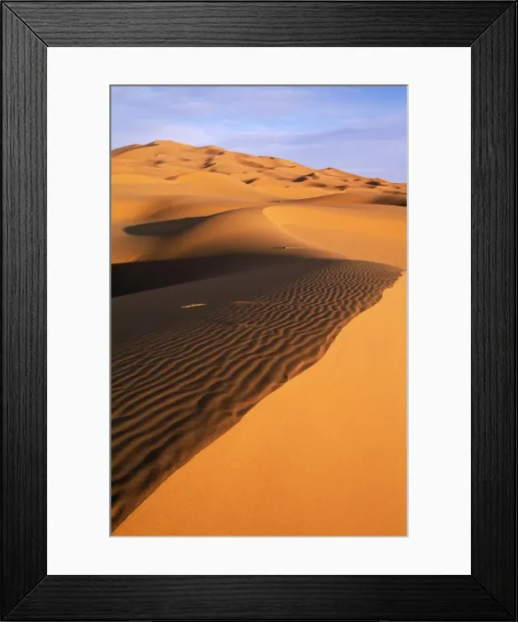 Framed Print : Desert - Sahara - Morocco The great sand dunes of Erg Chebbi at Merzouga Framed Print : Desert - Sahara - Morocco The great sand dunes of Erg Chebbi at Merzouga