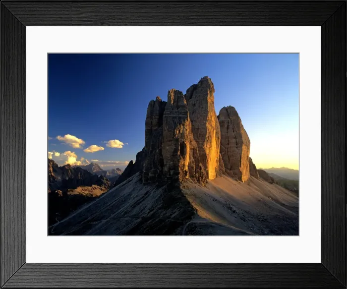 Framed Print : Three Pinnacles, Tre Cime di Lavoro view from Patern Saddle at sunset National Park Dolomiti di Sesto, Dolomites, South Tyrol, Alps, Italy Framed Print : Three Pinnacles, Tre Cime di Lavoro view from Patern Saddle at sunset National Park Dolomiti di Sesto, Dolomites, South Tyrol, Alps, Italy