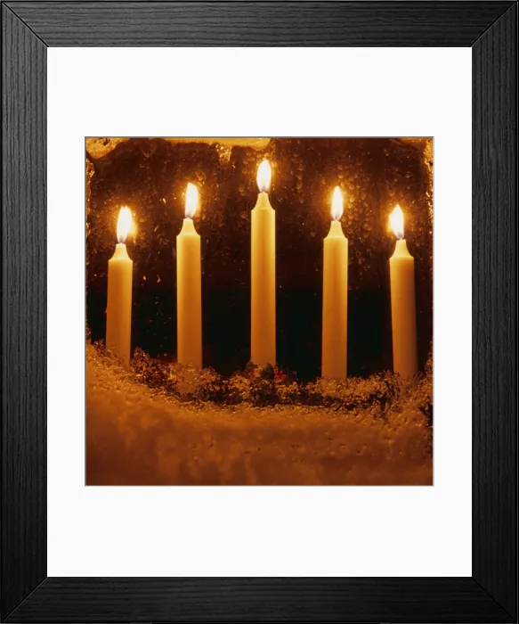 Framed Print : Frost - Candles in frosty window Framed Print : Frost - Candles in frosty window