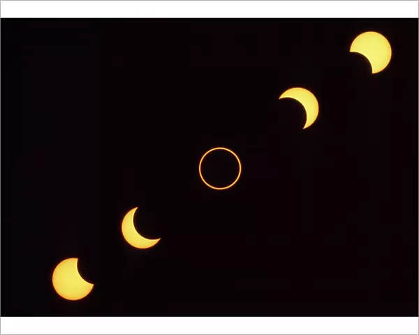 Annular Eclipse - occurs when the Sun and Moon are exactly in line, but the apparent size of the Moon is smaller than that of the Sun. Hence the Sun appears as a very bright ring, or annulus