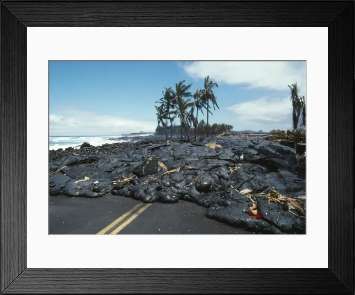 Framed Print : Hawaii - road covered by Kilavea Volcano lava flow Framed Print : Hawaii - road covered by Kilavea Volcano lava flow