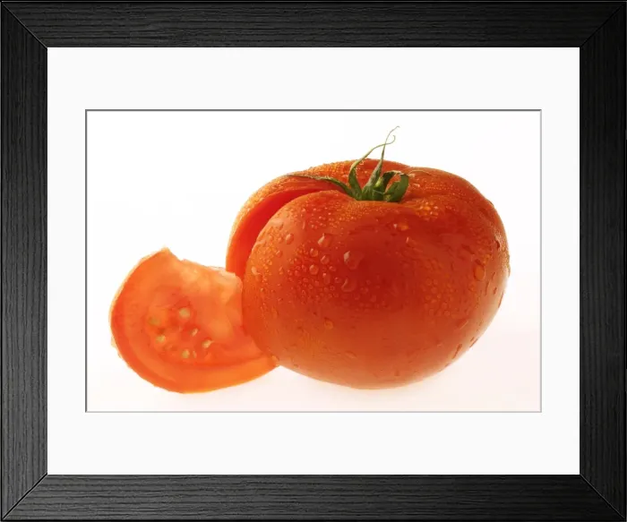 Framed Print : Tomato. LA-1069. Tomato - showing seeds in cut portion