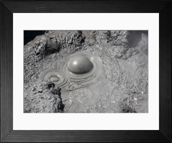 Framed Print : Geothermal Activity - close-up of boiling mud. Hell's Gate geothermal reserve Tikitere / Rotorua - North Island - New Zealand Framed Print : Geothermal Activity - close-up of boiling mud. Hell's Gate geothermal reserve Tikitere / Rotorua - North Island - New Zealand