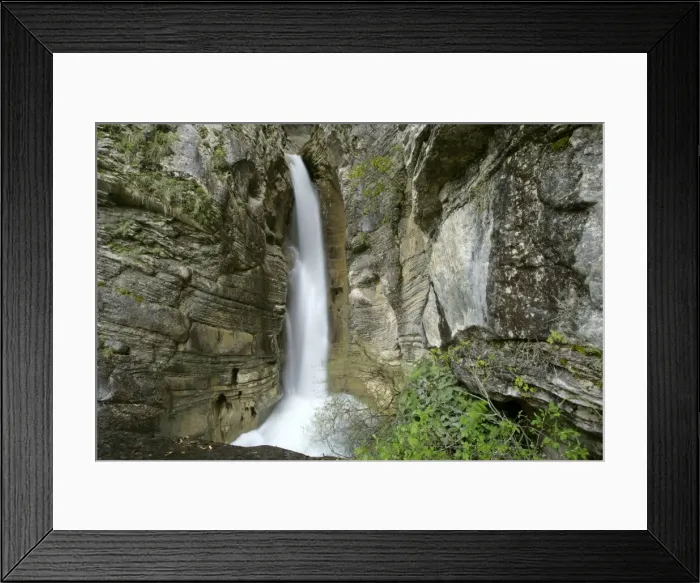 Framed Print : Salinello gorge Salinello river flowing through rock arch and cascading down a cliff Majella National Park, Abruzzian Mountains, Italy Framed Print : Salinello gorge Salinello river flowing through rock arch and cascading down a cliff Majella National Park, Abruzzian Mountains, Italy