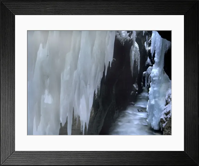 Framed Print : Frozen canyon gorge of the Partnach river in winter with icicles near Garmisch-Partenkirchen, Bavaria, Germany Framed Print : Frozen canyon gorge of the Partnach river in winter with icicles near Garmisch-Partenkirchen, Bavaria, Germany