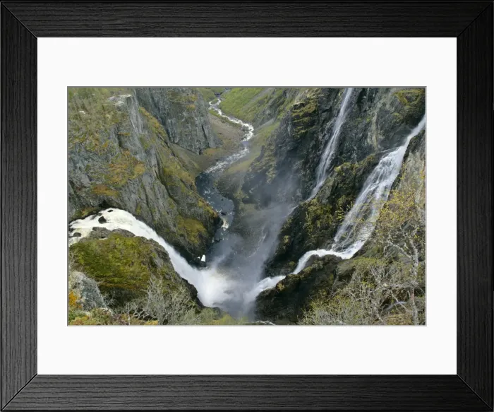 Framed Print : waterfalls view of the thundering water masses of Voringfossen and Simadalen in early spring Voringfossen, Hardangervidda, Fjord-Norway, Norway Framed Print : waterfalls view of the thundering water masses of Voringfossen and Simadalen in early spring Voringfossen, Hardangervidda, Fjord-Norway, Norway