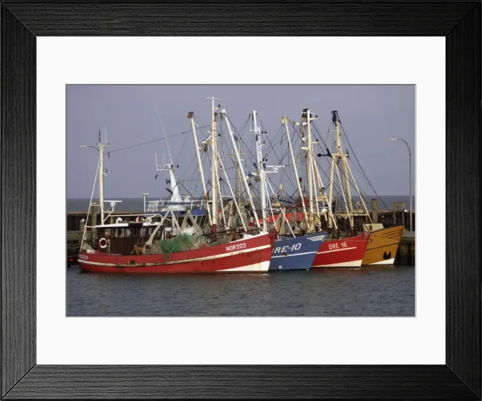 Framed Print : Germany - Fishing Boats in harbour. Island of Sylt. Schleswig Holstein, North-West coast of Germany Framed Print : Germany - Fishing Boats in harbour. Island of Sylt. Schleswig Holstein, North-West coast of Germany