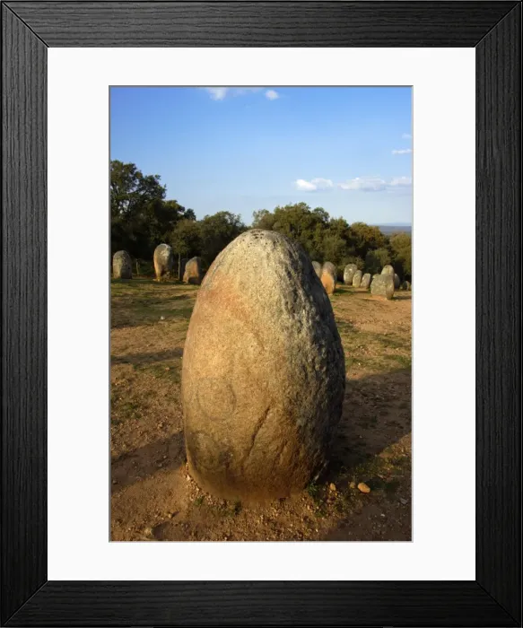 Framed Print : Monoliths Cromlech of Almendres - Megalithic stone circle beside Guadalupe, Alentejo, Portugal Framed Print : Monoliths Cromlech of Almendres - Megalithic stone circle beside Guadalupe, Alentejo, Portugal