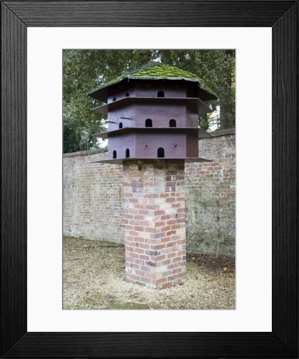 Framed Print : Modern dovecote on brick stand Worcestershire UK Framed Print : Modern dovecote on brick stand Worcestershire UK