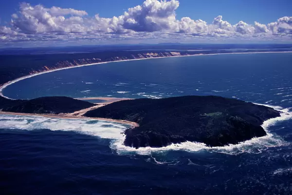 Australia - aerial of Double Island Point and Rainbow Beach Cooloolah Section, Great Sandy National Park, Queensland