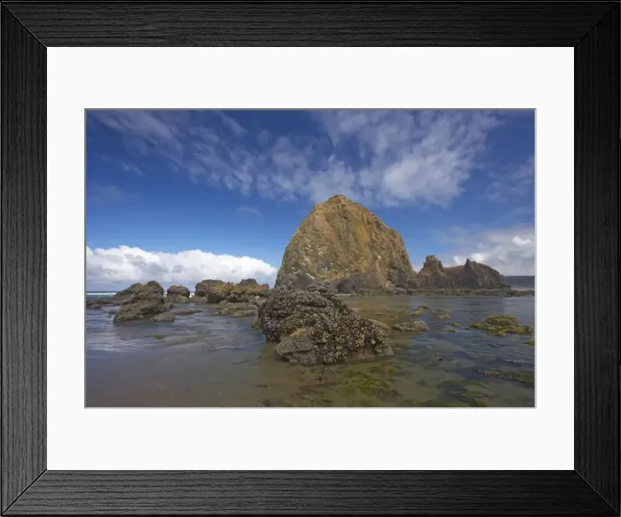 Framed Print : Haystack Rock at low tide Cannon Beach, Oregon, USA LA000955 Framed Print : Haystack Rock at low tide Cannon Beach, Oregon, USA LA000955