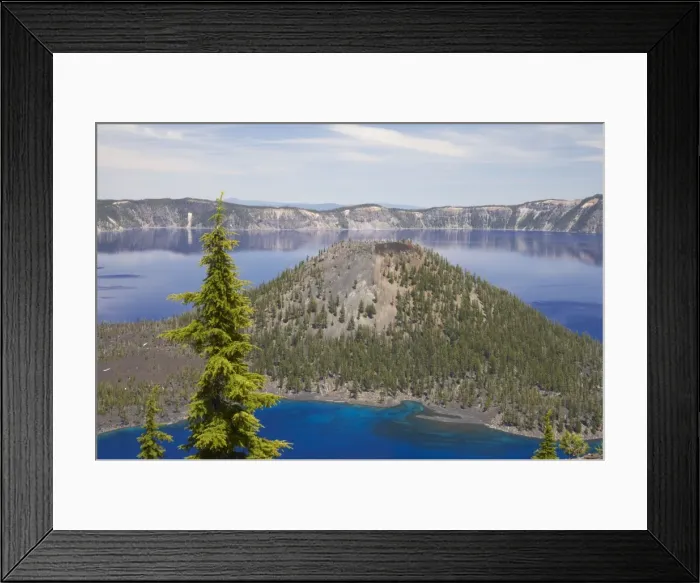 Framed Print : Crater Lake showing Wizard Island (volcanic cone) Lake is 1, 943 feet deep, deepest in the USA Crater Lake National Park Oregon, USA LA000710 Framed Print : Crater Lake showing Wizard Island (volcanic cone) Lake is 1, 943 feet deep, deepest in the USA Crater Lake National Park Oregon, USA LA000710