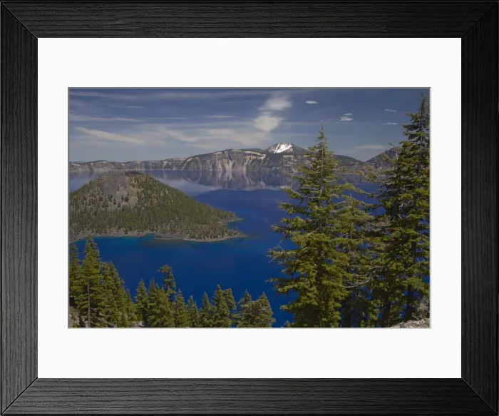 Framed Print : Crater Lake showing Wizard Island (volcanic cone) Lake is 1, 943 feet deep, deepest in the USA Crater Lake National Park Oregon, USA LA000711 Framed Print : Crater Lake showing Wizard Island (volcanic cone) Lake is 1, 943 feet deep, deepest in the USA Crater Lake National Park Oregon, USA LA000711