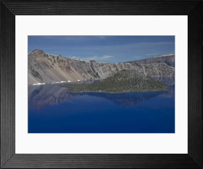 Framed Print : Crater Lake showing Wizard Island (volcanic cone) Lake is 1, 943 feet deep, deepest in the USA Crater Lake National Park Oregon, USA LA000703 Framed Print : Crater Lake showing Wizard Island (volcanic cone) Lake is 1, 943 feet deep, deepest in the USA Crater Lake National Park Oregon, USA LA000703