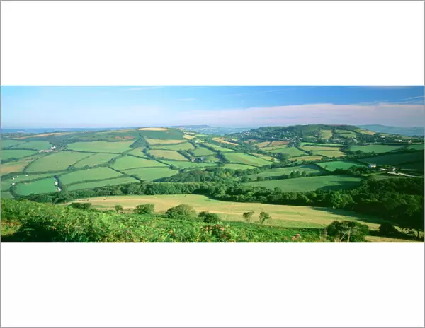 Dorset UK - patchwork farming landscape. View from Golden Gap' 626 ft above sea level, the highest coastal point in south west England