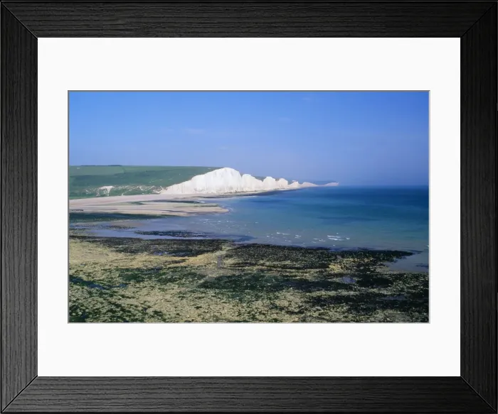 Framed Print : Chalk Cliffs - Seven Sisters at mouth of Cuckmere River. East Sussex, UK Framed Print : Chalk Cliffs - Seven Sisters at mouth of Cuckmere River. East Sussex, UK