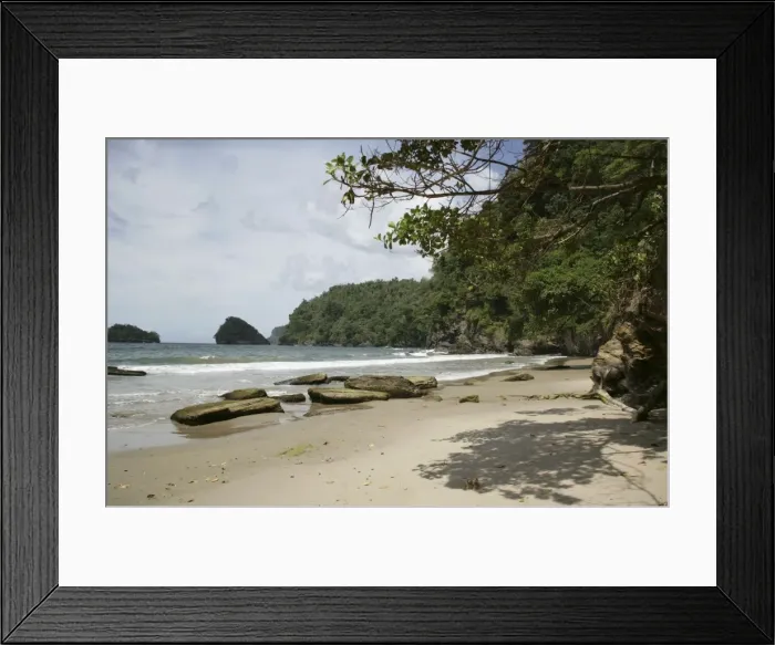 Framed Print : Secluded beach on north coast of Trinidad