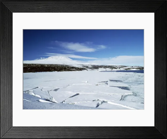 Framed Print : Antarctica - pack ice & Mount Erebus, active volcano. Ross Island, Antarctica