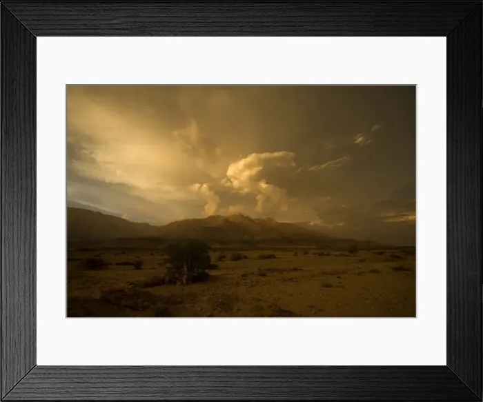 Framed Print : Sunset with cloud build up over the Brandberg Massive. Namib Desert Namibia, Africa Framed Print : Sunset with cloud build up over the Brandberg Massive. Namib Desert Namibia, Africa