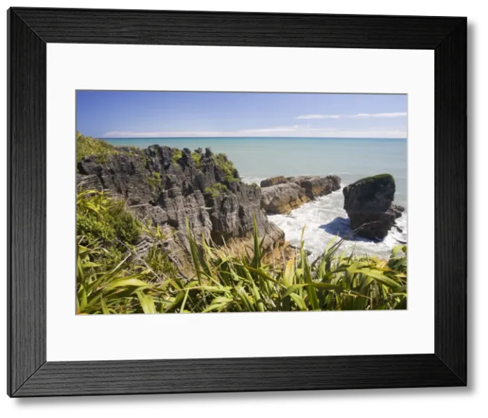 Framed Print : Limestone outcrops on cliffs and offshore Punakaiki South Island New Zealand Framed Print : Limestone outcrops on cliffs and offshore Punakaiki South Island New Zealand