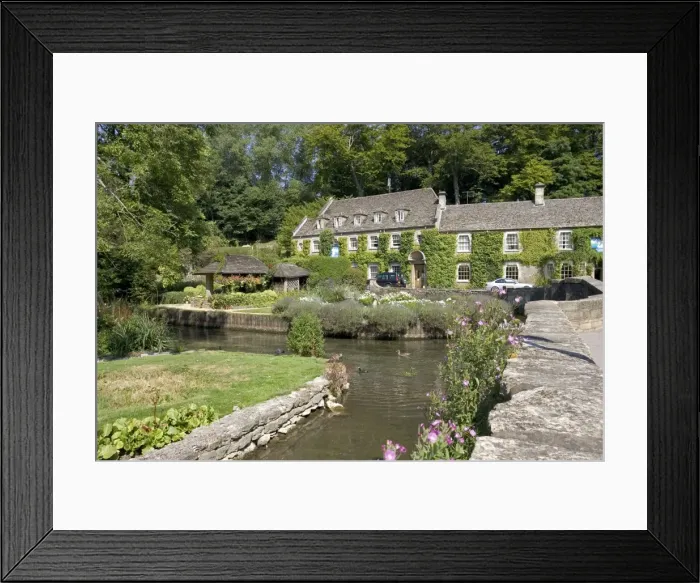 Framed Print : Swan Hotel by River Coln at Bibury, Cotswolds, UK Framed Print : Swan Hotel by River Coln at Bibury, Cotswolds, UK