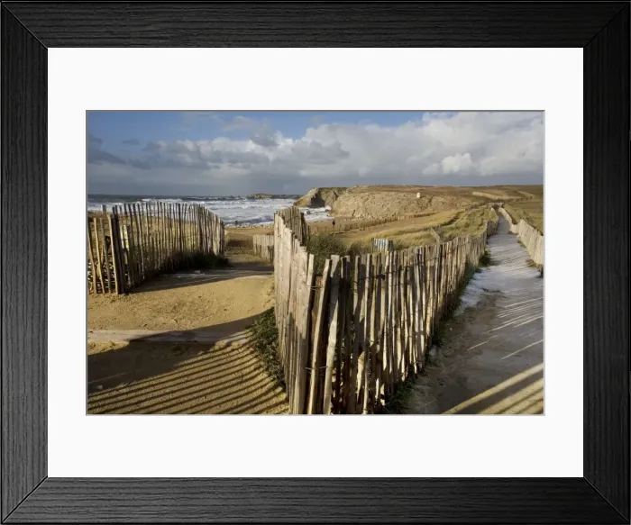 Framed Print : Footpath leading to beach - Cote-Sauvage - Brittany - France Framed Print : Footpath leading to beach - Cote-Sauvage - Brittany - France