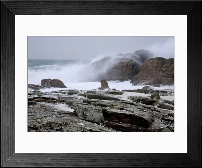 Framed Print : Waves crashing against rocky coastline - St-Guenole - Brittany - France Framed Print : Waves crashing against rocky coastline - St-Guenole - Brittany - France