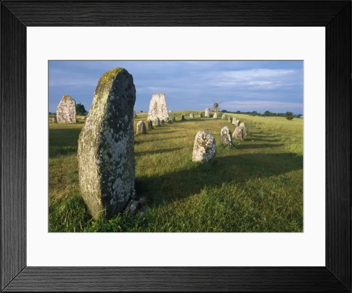 Framed Print : Sweden - standing stones, bronze age. Gettlinge, Oland, Sweden Framed Print : Sweden - standing stones, bronze age. Gettlinge, Oland, Sweden