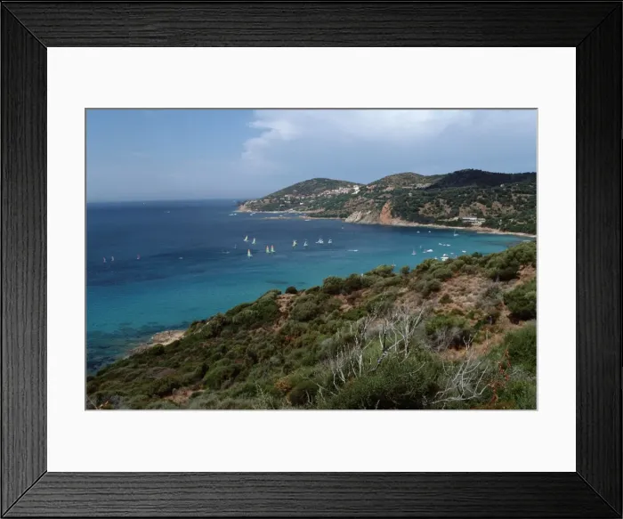 Framed Print : Corsica - Sagone's gulf with sailboats Framed Print : Corsica - Sagone's gulf with sailboats
