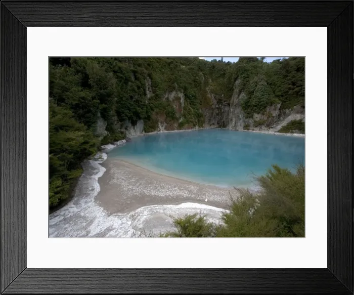 Framed Print : Blue lake, Waimangu valley. Geothermal activity, North Island, New Zealand Framed Print : Blue lake, Waimangu valley. Geothermal activity, North Island, New Zealand