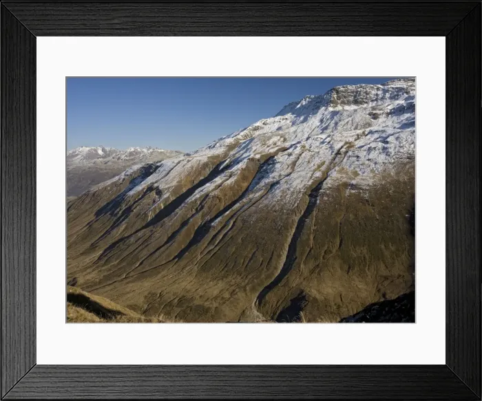 Framed Print : Erosion on mountains just east of the Furka Pass, south Switzerland. After first autumn snow Framed Print : Erosion on mountains just east of the Furka Pass, south Switzerland. After first autumn snow