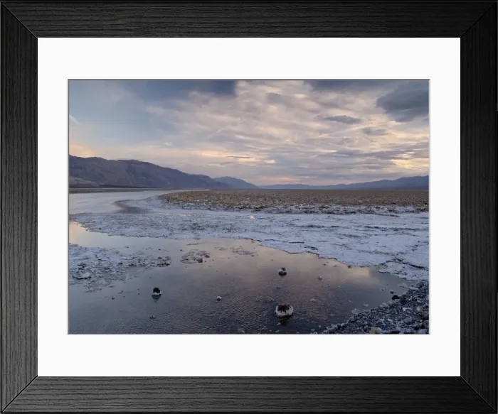 Framed Print : Salt Lake - at sunset, unusually full of water in high rainfall El Nino year Framed Print : Salt Lake - at sunset, unusually full of water in high rainfall El Nino year