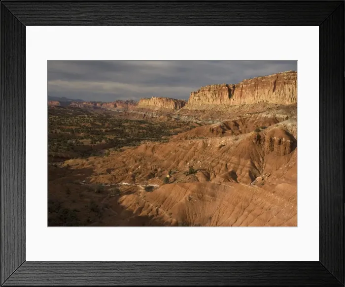 Framed Print : View of the extensive Waterpocket Fold in Capitol Reef National Park - a vast 100-mile long fold, created 65 million years ago Framed Print : View of the extensive Waterpocket Fold in Capitol Reef National Park - a vast 100-mile long fold, created 65 million years ago