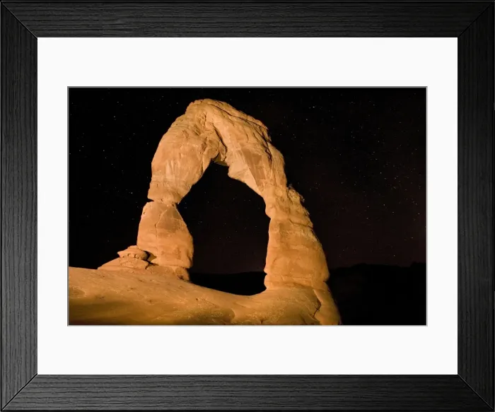 Framed Print : Delicate Arch - probably the best-known natural arch in the USA. Arches National Park, Utah. Photographed after dark to show starry sky Framed Print : Delicate Arch - probably the best-known natural arch in the USA. Arches National Park, Utah. Photographed after dark to show starry sky
