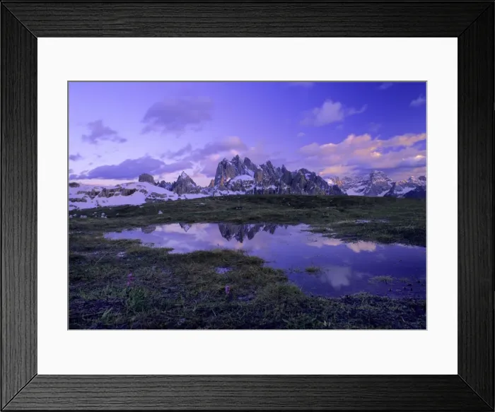 Framed Print : Cadini Group mountains of cadini group with small pool and reflection in late evening light Dolomites, Alps, South Tyrol, Italy Framed Print : Cadini Group mountains of cadini group with small pool and reflection in late evening light Dolomites, Alps, South Tyrol, Italy