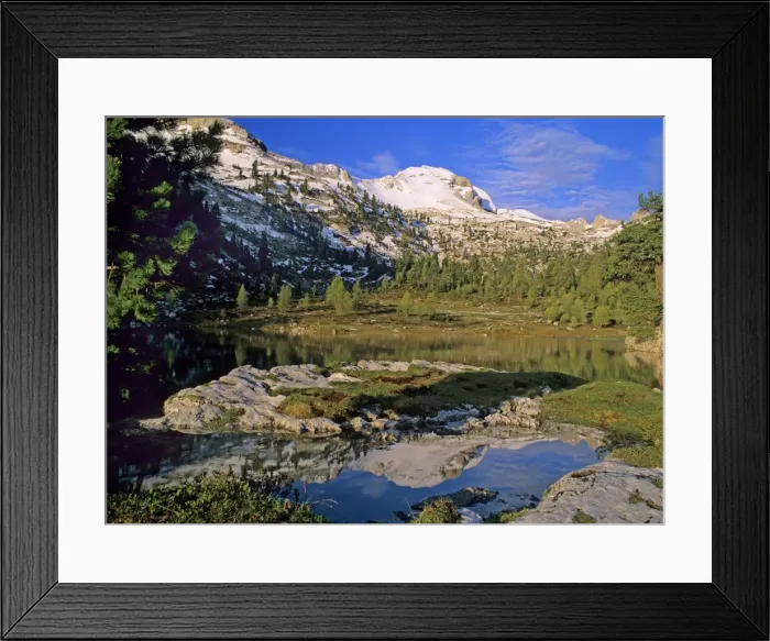 Framed Print : Mountain lake Mountains reflecting in Lago Verde Fennes Alp, National Park Fennes-Praga, Dolomites, Italy Framed Print : Mountain lake Mountains reflecting in Lago Verde Fennes Alp, National Park Fennes-Praga, Dolomites, Italy