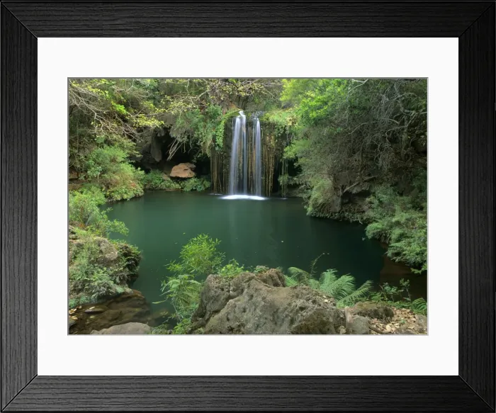 Framed Print : Tufa fall with laguna and lush rainforest vegetation Blyde River Canyon, South Africa Framed Print : Tufa fall with laguna and lush rainforest vegetation Blyde River Canyon, South Africa
