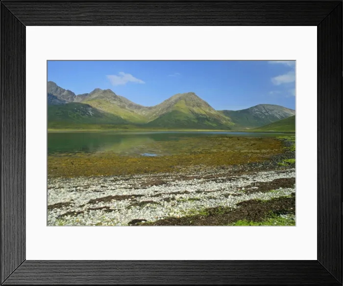 Framed Print : Red Cuillins and Loch Slapin seen from beach near Torrin at low tide Isle of Skye, Western Highlands, Scotland, UK Framed Print : Red Cuillins and Loch Slapin seen from beach near Torrin at low tide Isle of Skye, Western Highlands, Scotland, UK