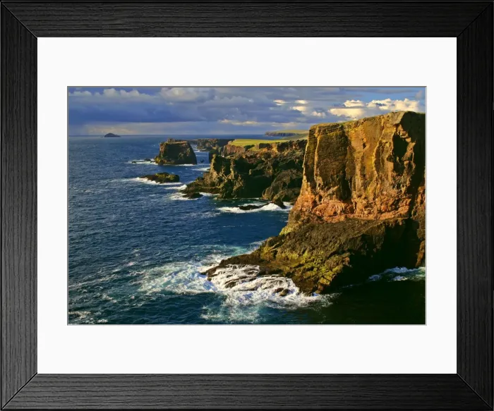 Framed Print : Basalt cliffs rugged basalt cliffs of Eshaness in last evening light Eshaness, Northmavine, North Mainland, Shetland Isles, UK Framed Print : Basalt cliffs rugged basalt cliffs of Eshaness in last evening light Eshaness, Northmavine, North Mainland, Shetland Isles, UK