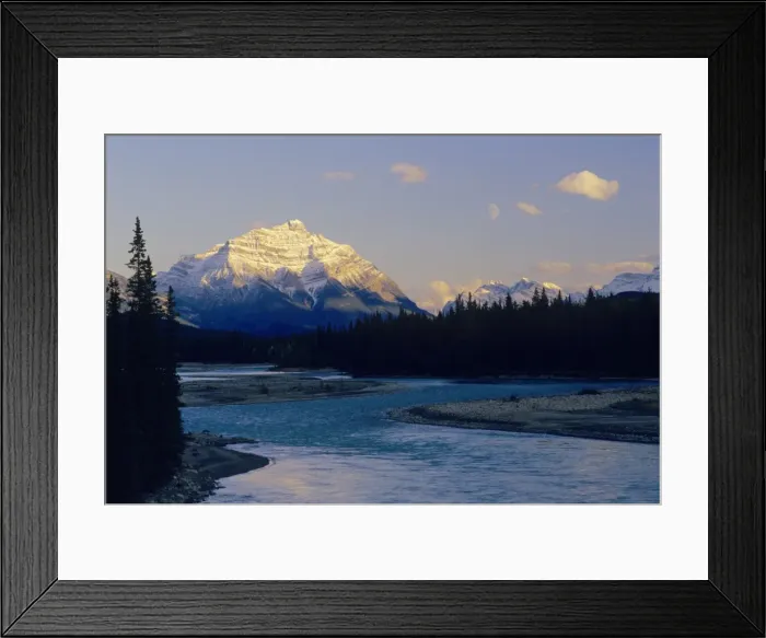 Framed Print : Mount Kerkeslin - moon & Athabasca River Jasper National Park, Alberta, Canada. S2373 Framed Print : Mount Kerkeslin - moon & Athabasca River Jasper National Park, Alberta, Canada. S2373