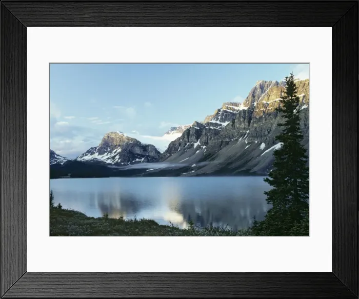 Framed Print : Canada - Bow lake, Crowfoot Glacier, Morning, Summer. Banff National Park, Canada. S1729 Framed Print : Canada - Bow lake, Crowfoot Glacier, Morning, Summer. Banff National Park, Canada. S1729