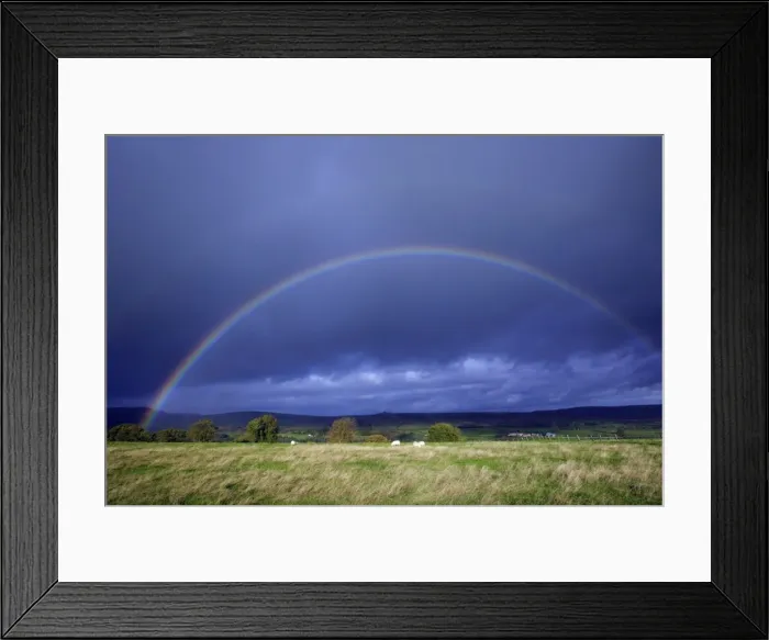 Framed Print : Rainbow - over pasture land, Simonside. Northumberland National Park, UK Framed Print : Rainbow - over pasture land, Simonside. Northumberland National Park, UK
