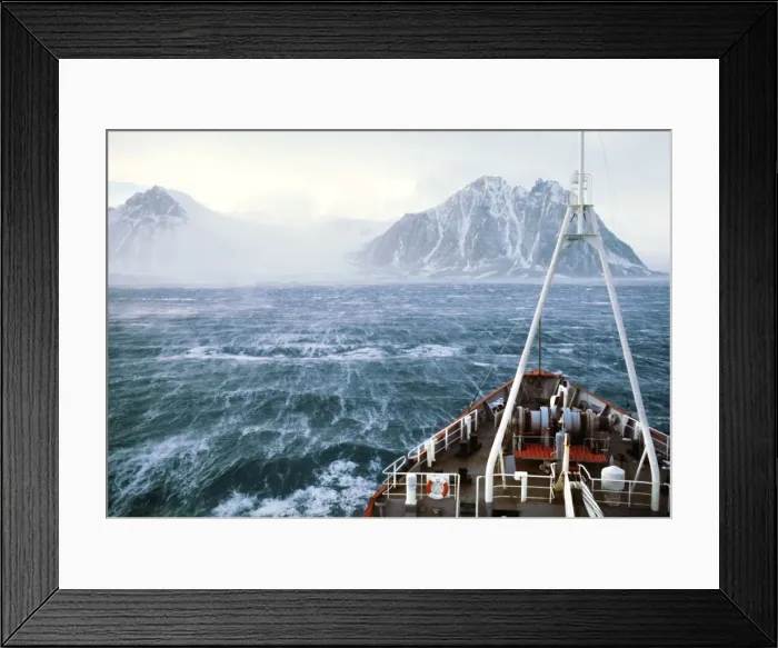 Framed Print : Antarctic - high wind from glacier over sea Framed Print : Antarctic - high wind from glacier over sea