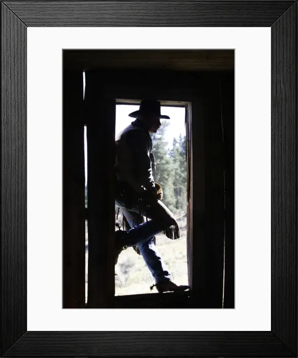 Framed Print : Cowboy - silhouetted in door frame. Ponderosa Ranch - Seneca - Oregon - USA Framed Print : Cowboy - silhouetted in door frame. Ponderosa Ranch - Seneca - Oregon - USA