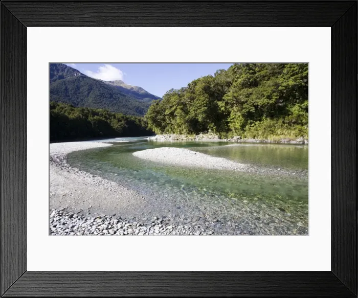 Framed Print : New Zealand - Haast River below Blue Pools Gates of Haast. South Island Framed Print : New Zealand - Haast River below Blue Pools Gates of Haast. South Island