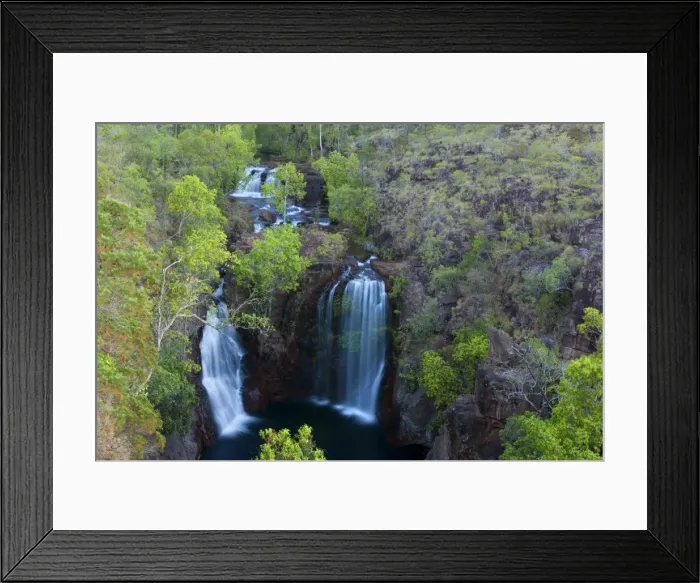 Framed Print : Florence Falls - picturesque Florence Falls plunges down over a cliff edge into a hugh plunge pool - Litchfield National Park, Northern Territory, Australia